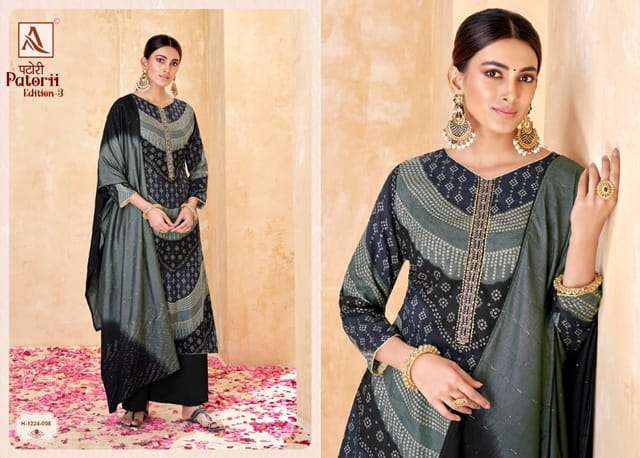 ALOK SUITS PATORII VOL 3 RAYON BANDHNI PRINTED SUITS LATEST CATALOGUE