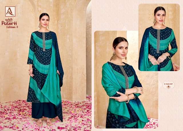 ALOK SUITS PATORII VOL 3 RAYON BANDHNI PRINTED SUITS LATEST CATALOGUE