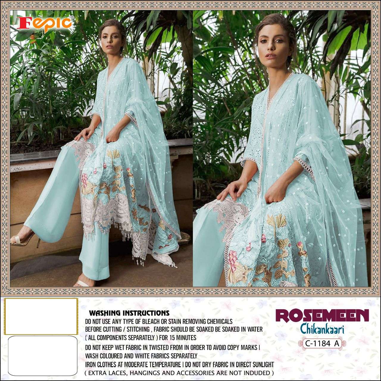 FEPIC ROSEMEEN C-1184  GEORGETTE EMBRODERY WORK PAKISTANI SUIT CATALOGUE 
