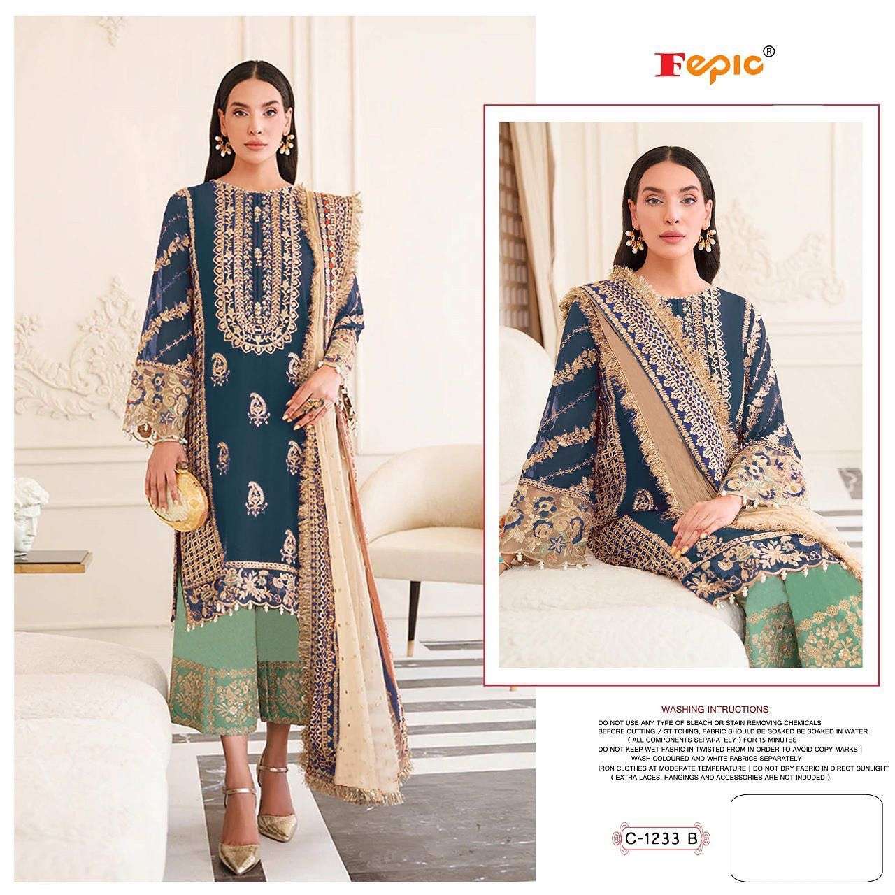 FEPIC ROSEMEEN C 1233 GEORGETTE EMBRODERY WORK PAKISTANI SUIT CATALOGUE 