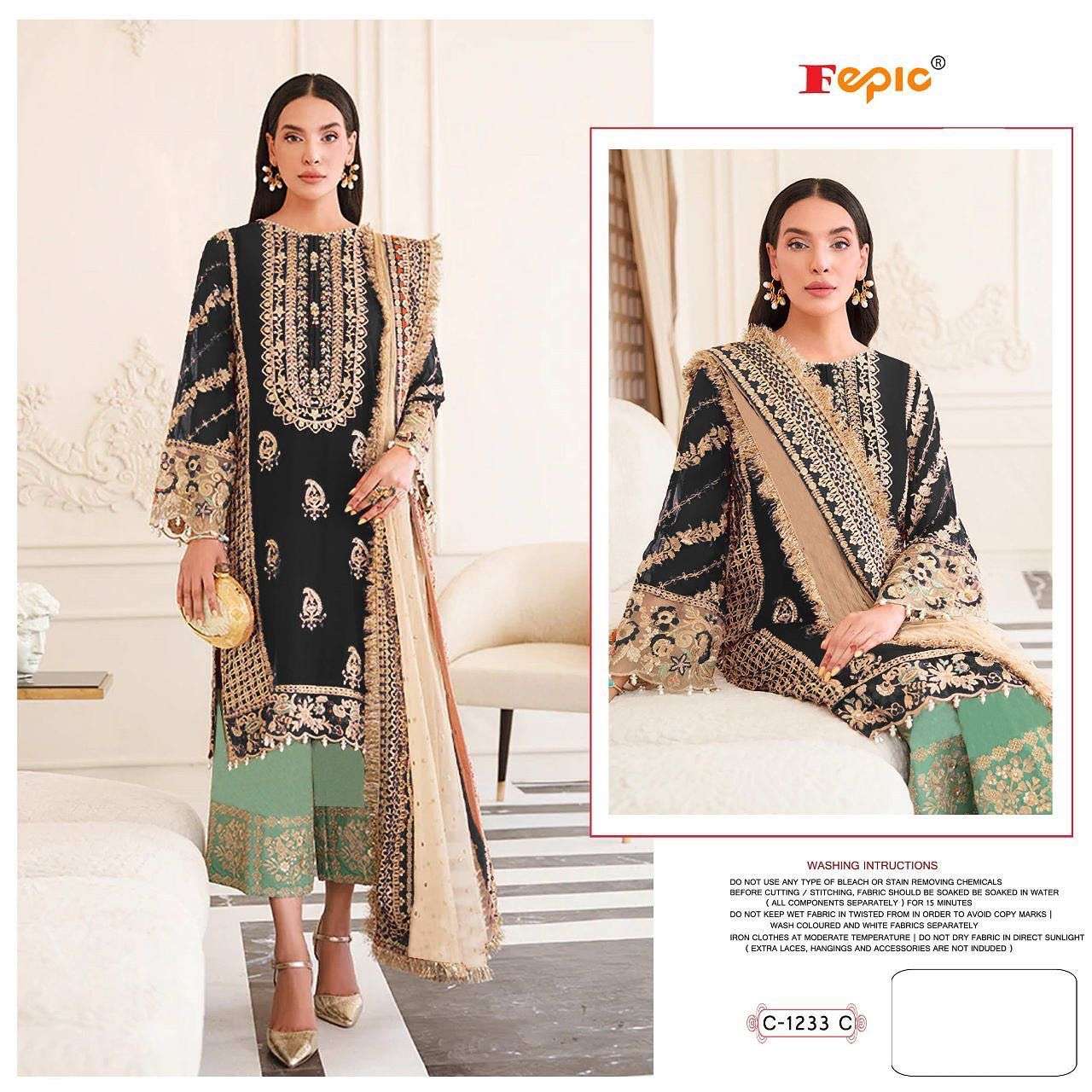 FEPIC ROSEMEEN C 1233 GEORGETTE EMBRODERY WORK PAKISTANI SUIT CATALOGUE 
