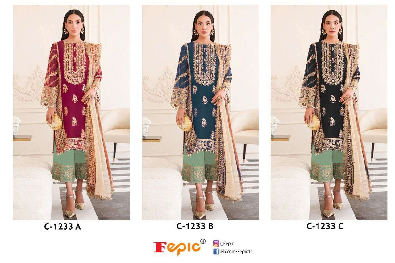 FEPIC ROSEMEEN C 1233 GEORGETTE EMBRODERY WORK PAKISTANI SUIT CATALOGUE 