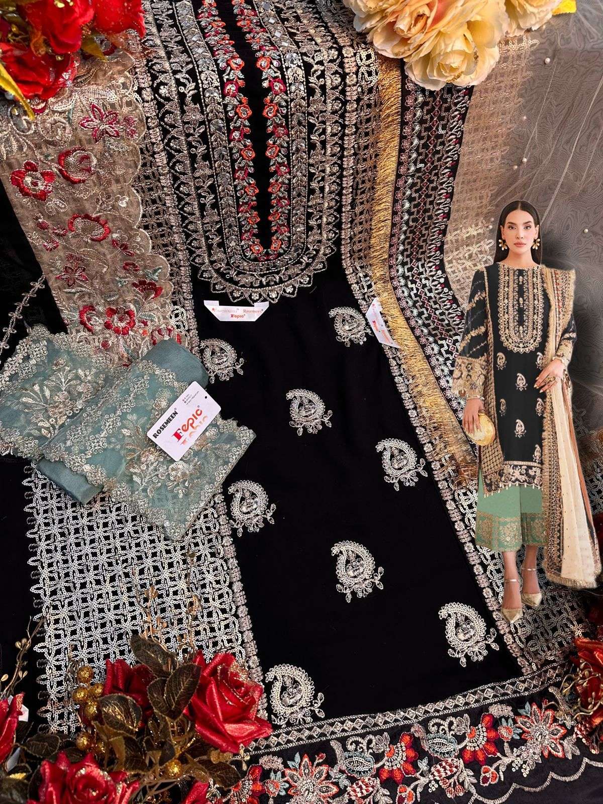 FEPIC ROSEMEEN C 1233 GEORGETTE EMBRODERY WORK PAKISTANI SUIT CATALOGUE 