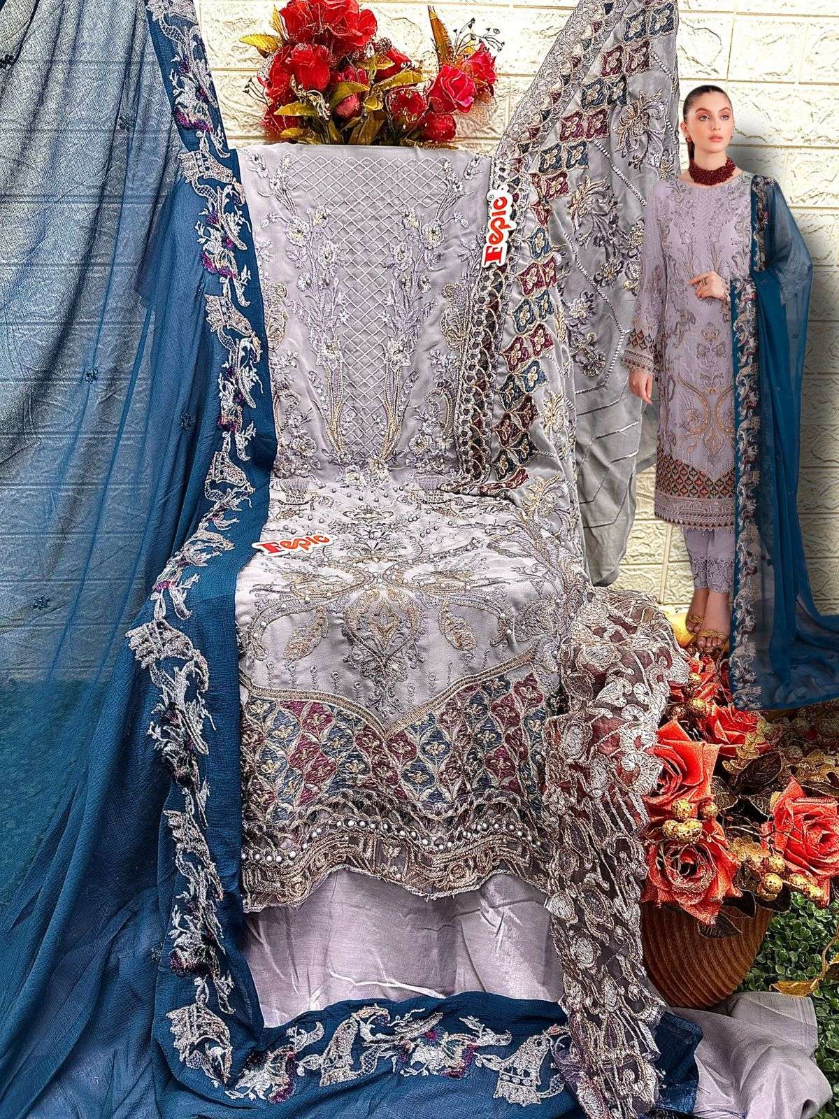 FEPIC ROSEMEEN C 1278 GEORGETTE EMBRODERY WORK PAKISTANI SUIT CATALOGUE 