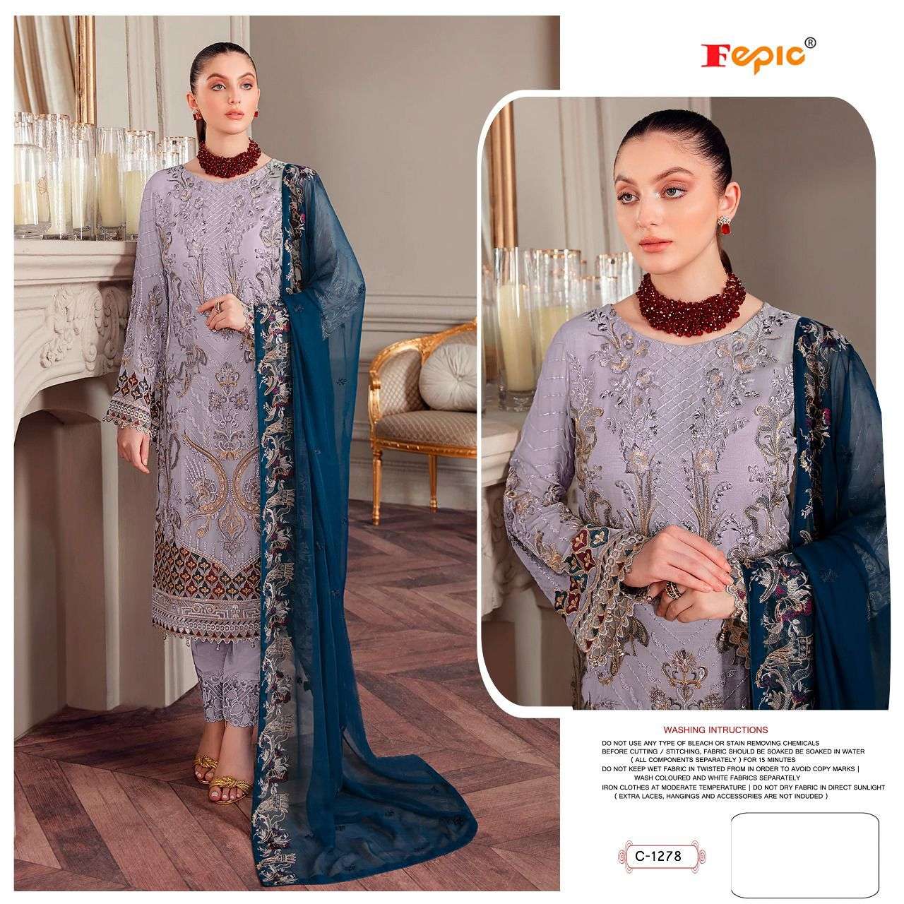 FEPIC ROSEMEEN C 1278 GEORGETTE EMBRODERY WORK PAKISTANI SUIT CATALOGUE 