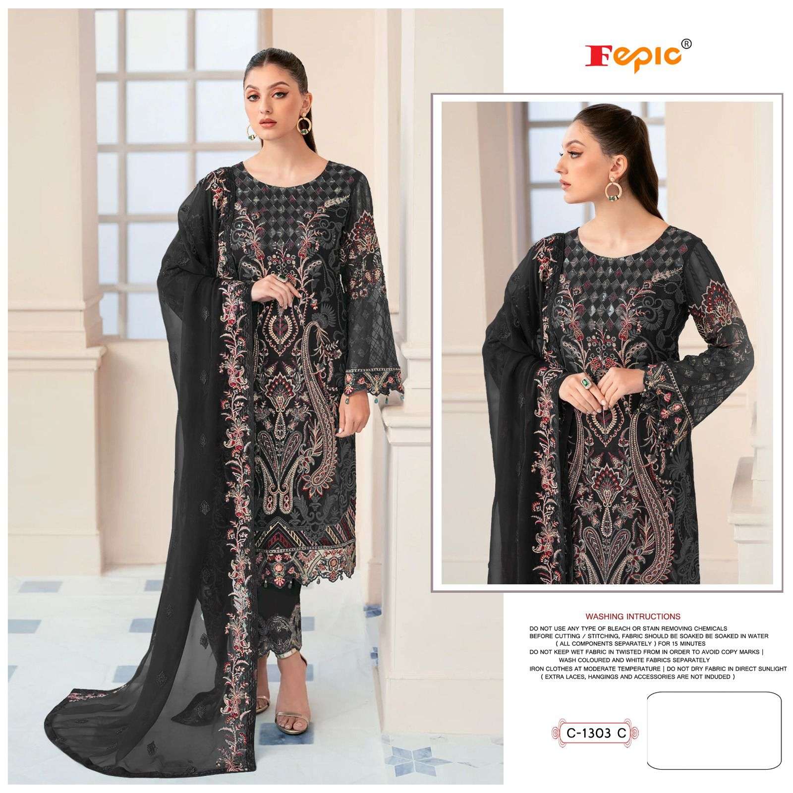 FEPIC ROSEMEEN C 1303 GEORGETTE EMBRODERY WORK PAKISTANI SUIT CATALOGUE 