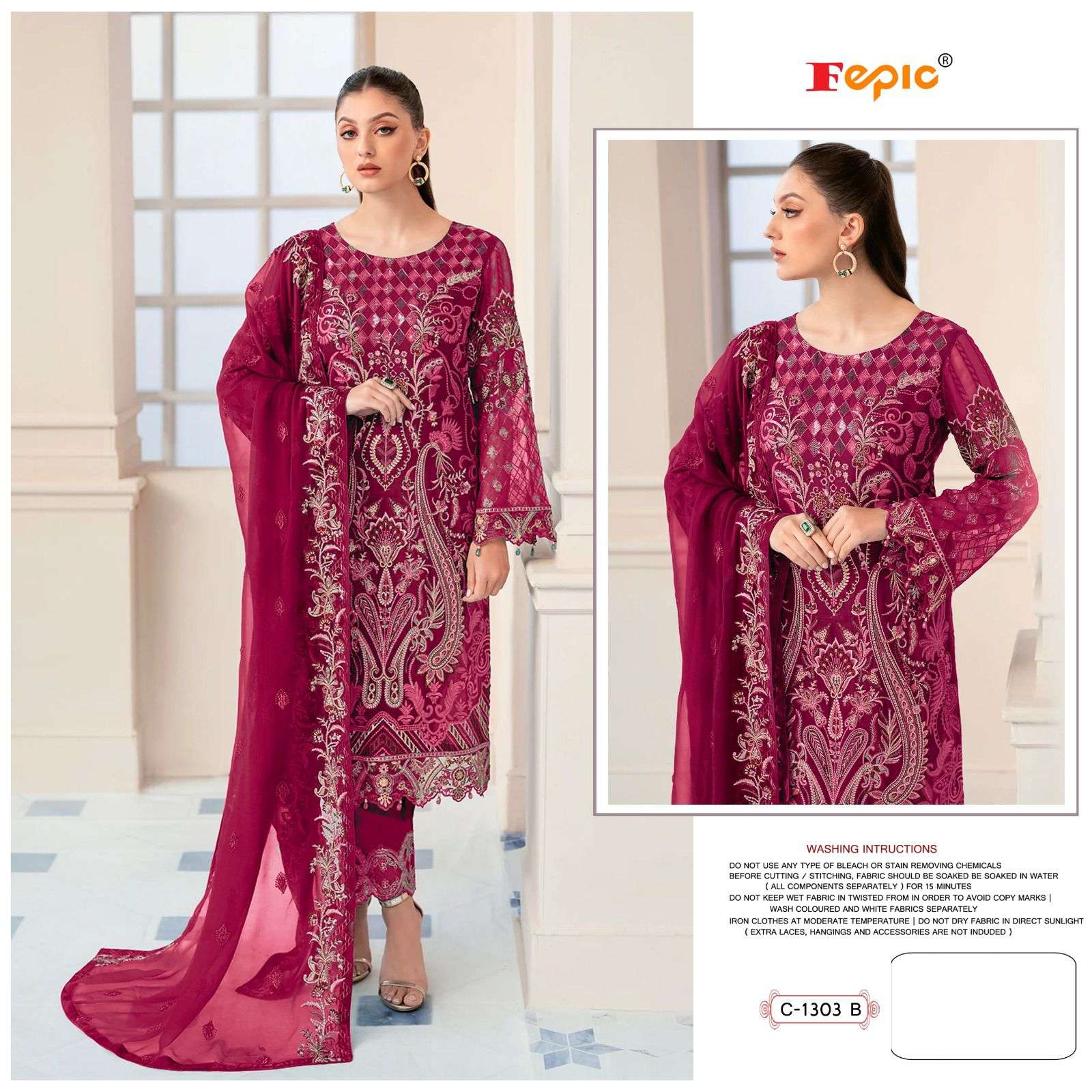 FEPIC ROSEMEEN C 1303 GEORGETTE EMBRODERY WORK PAKISTANI SUIT CATALOGUE 