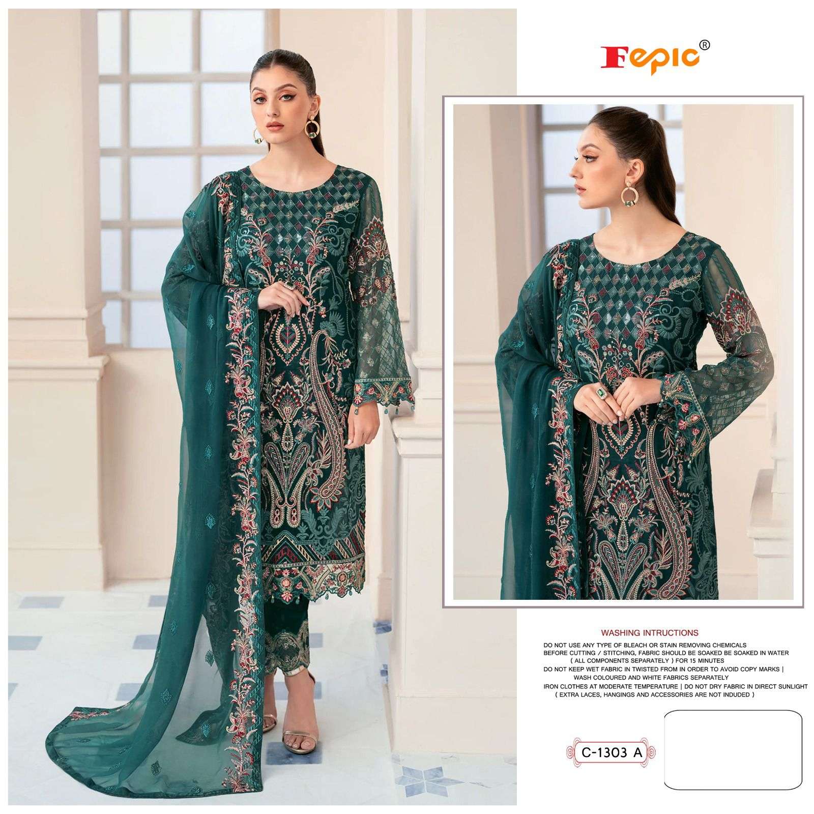 FEPIC ROSEMEEN C 1303 GEORGETTE EMBRODERY WORK PAKISTANI SUIT CATALOGUE 
