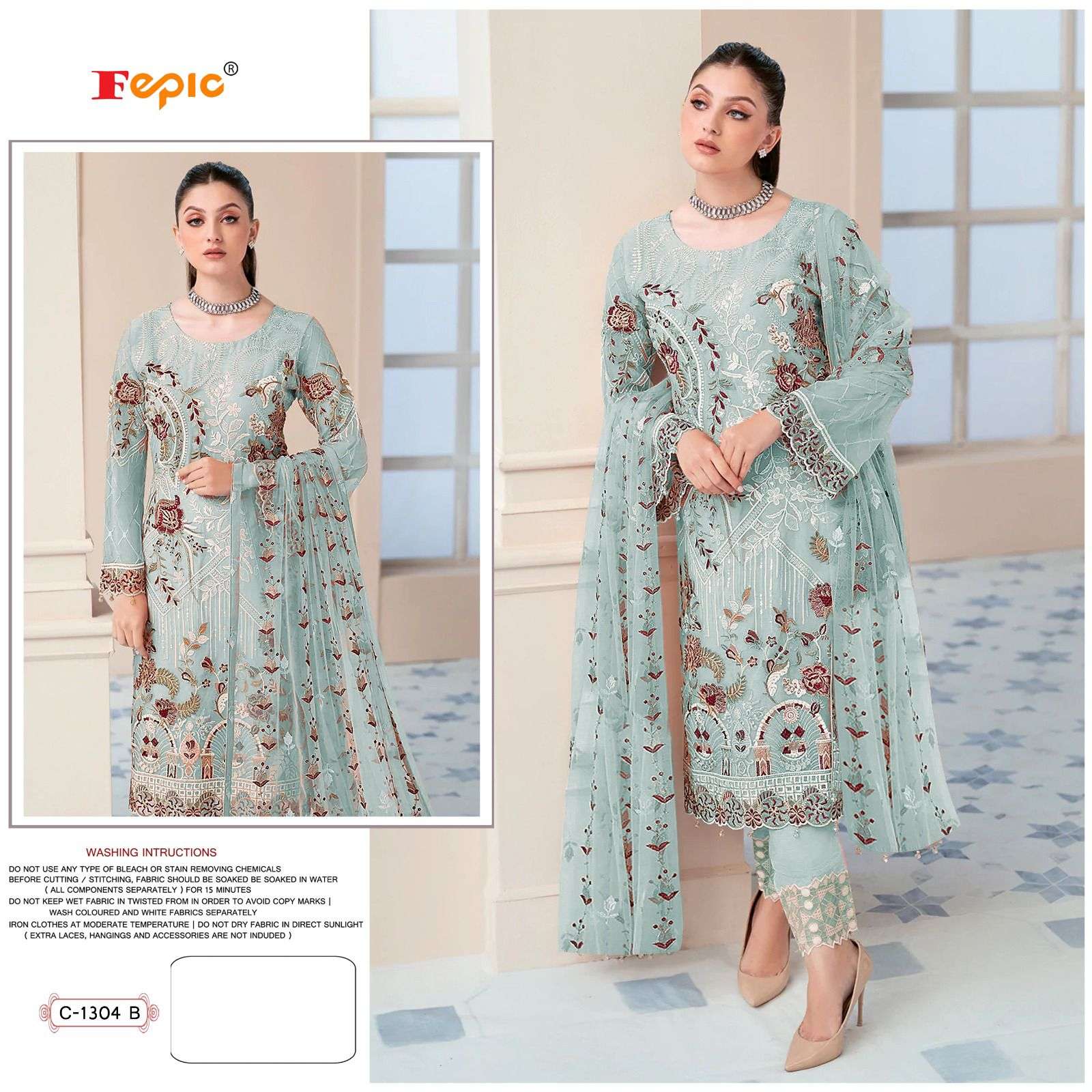 FEPIC ROSEMEEN C 1304 GEORGETTE EMBRODERY WORK PAKISTANI SUIT CATALOGUE 