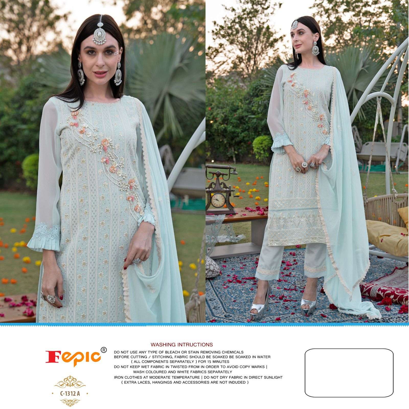 FEPIC ROSEMEEN C 1312 GEORGETTE EMBRODERY WORK PAKISTANI SUIT CATALOGUE 