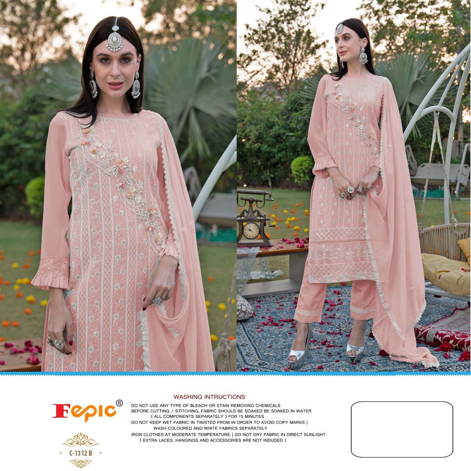 FEPIC ROSEMEEN C 1312 GEORGETTE EMBRODERY WORK PAKISTANI SUIT CATALOGUE 