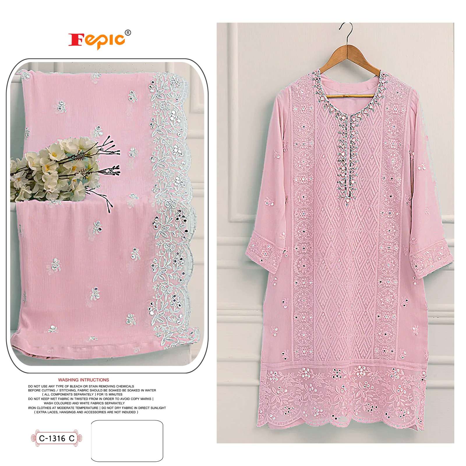 FEPIC ROSEMEEN  C 1316 GEORGETTE EMBRODERY WORK PAKISTANI SUIT CATALOGUE 