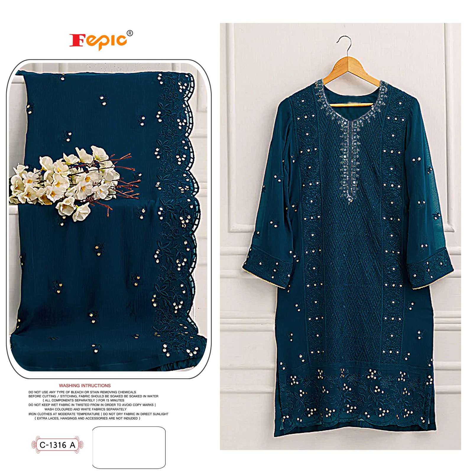 FEPIC ROSEMEEN  C 1316 GEORGETTE EMBRODERY WORK PAKISTANI SUIT CATALOGUE 
