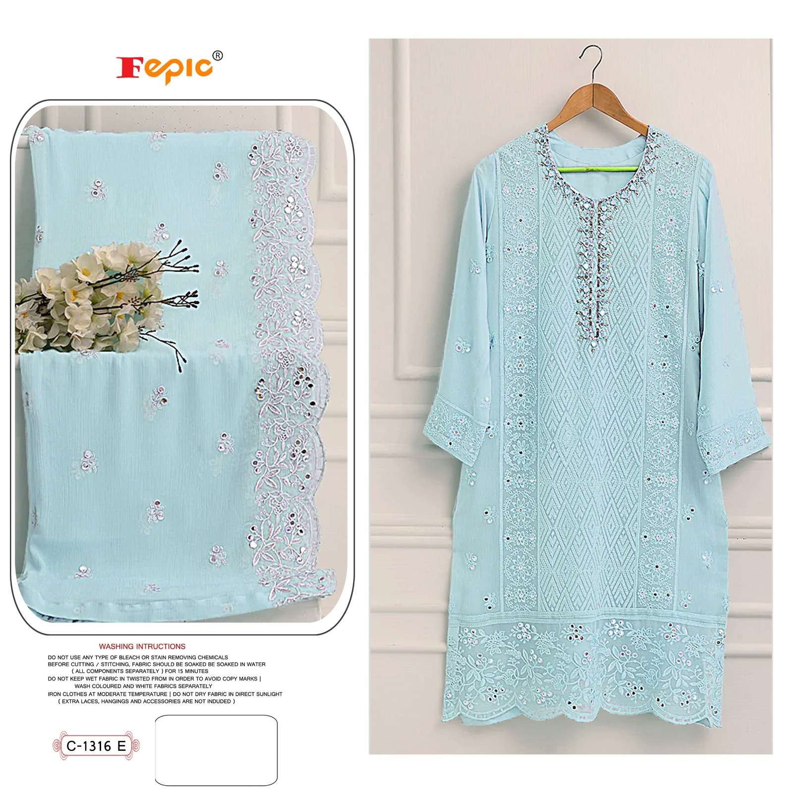 FEPIC ROSEMEEN  C 1316 GEORGETTE EMBRODERY WORK PAKISTANI SUIT CATALOGUE 