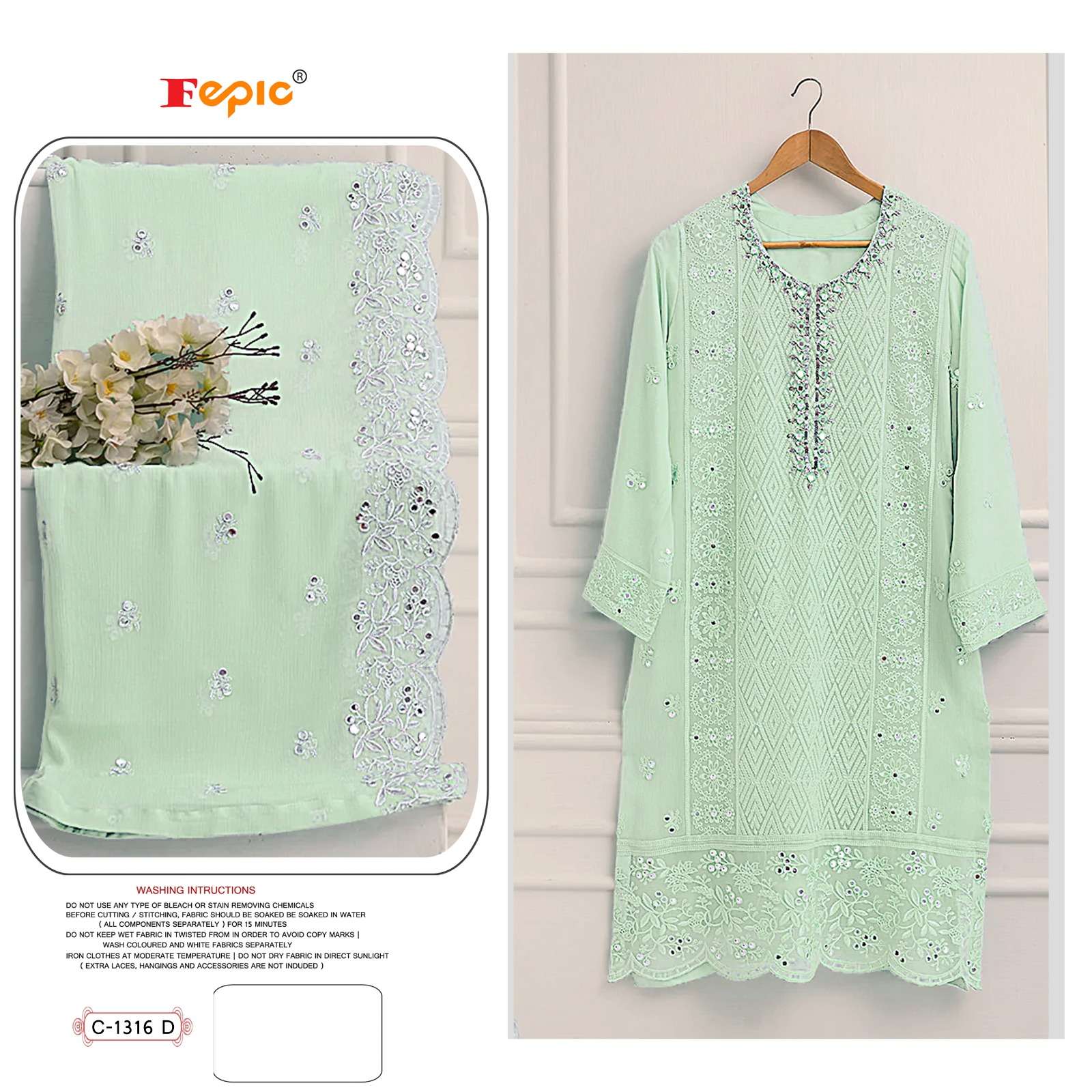 FEPIC ROSEMEEN  C 1316 GEORGETTE EMBRODERY WORK PAKISTANI SUIT CATALOGUE 