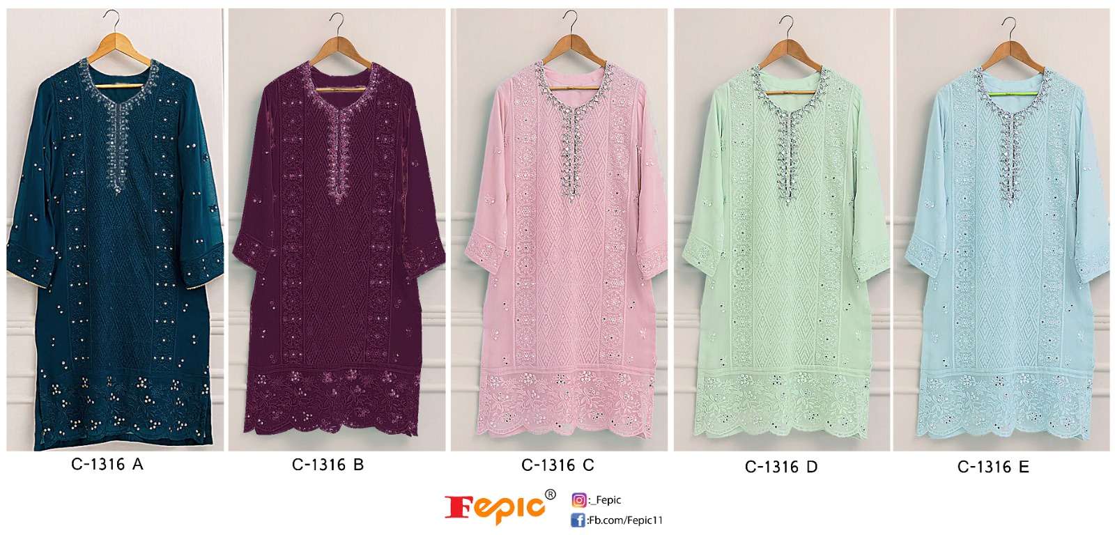 FEPIC ROSEMEEN  C 1316 GEORGETTE EMBRODERY WORK PAKISTANI SUIT CATALOGUE 