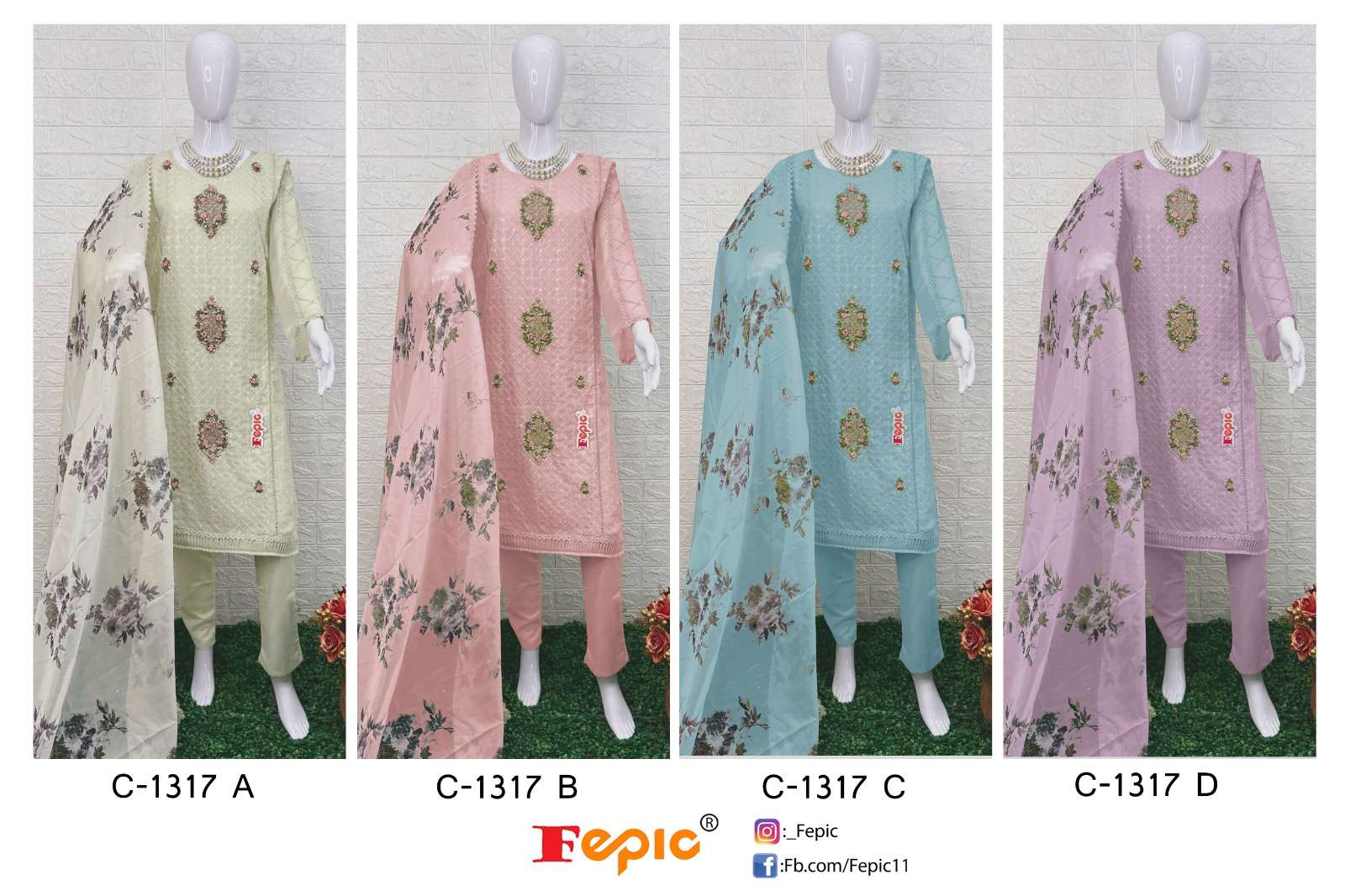 FEPIC ROSEMEEN  C 1317 GEORGETTE EMBRODERY WORK PAKISTANI SUIT CATALOGUE 