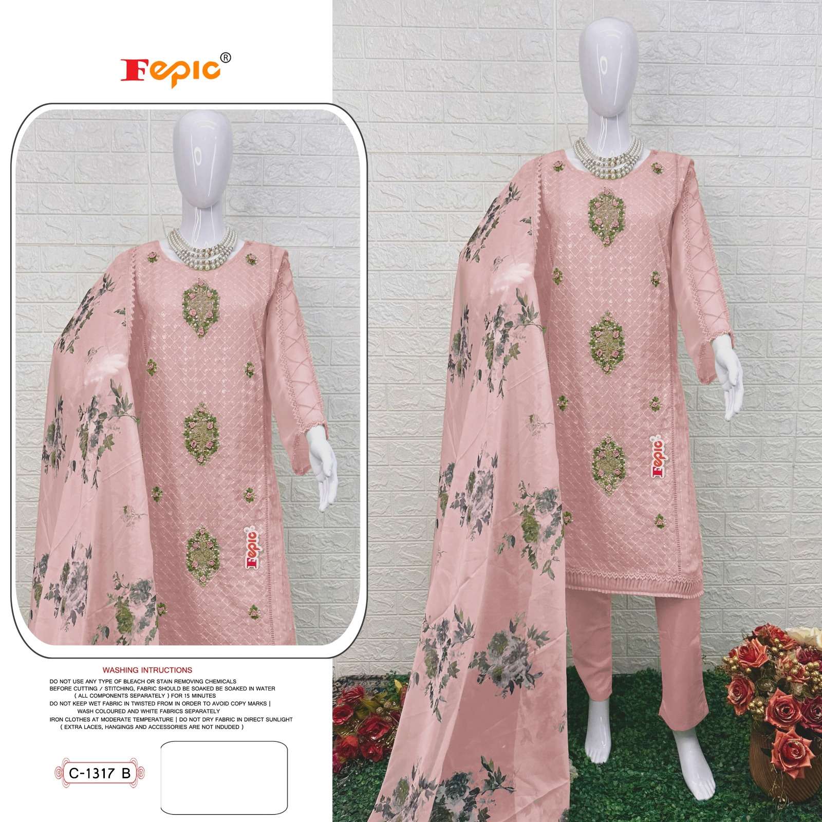 FEPIC ROSEMEEN  C 1317 GEORGETTE EMBRODERY WORK PAKISTANI SUIT CATALOGUE 