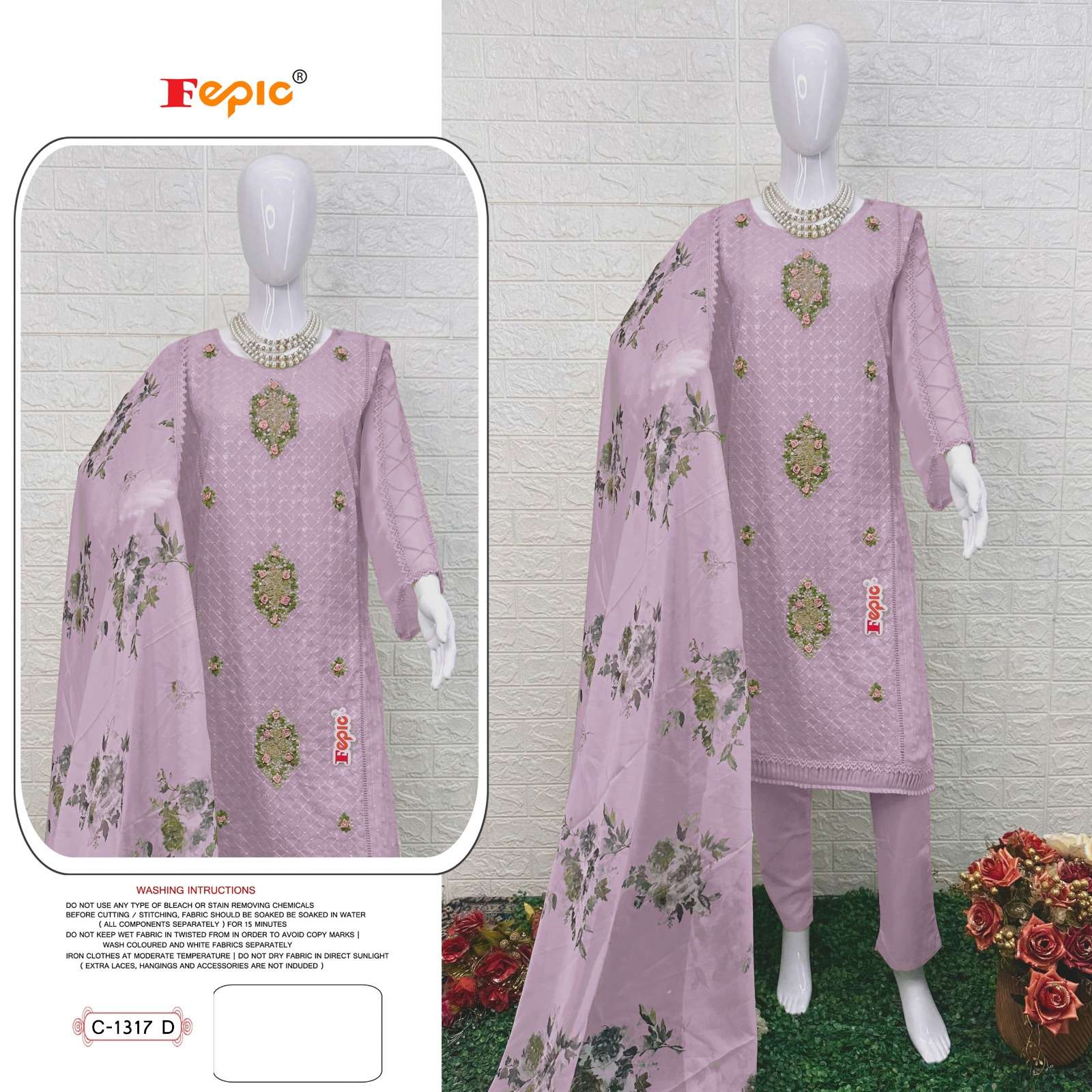 FEPIC ROSEMEEN  C 1317 GEORGETTE EMBRODERY WORK PAKISTANI SUIT CATALOGUE 