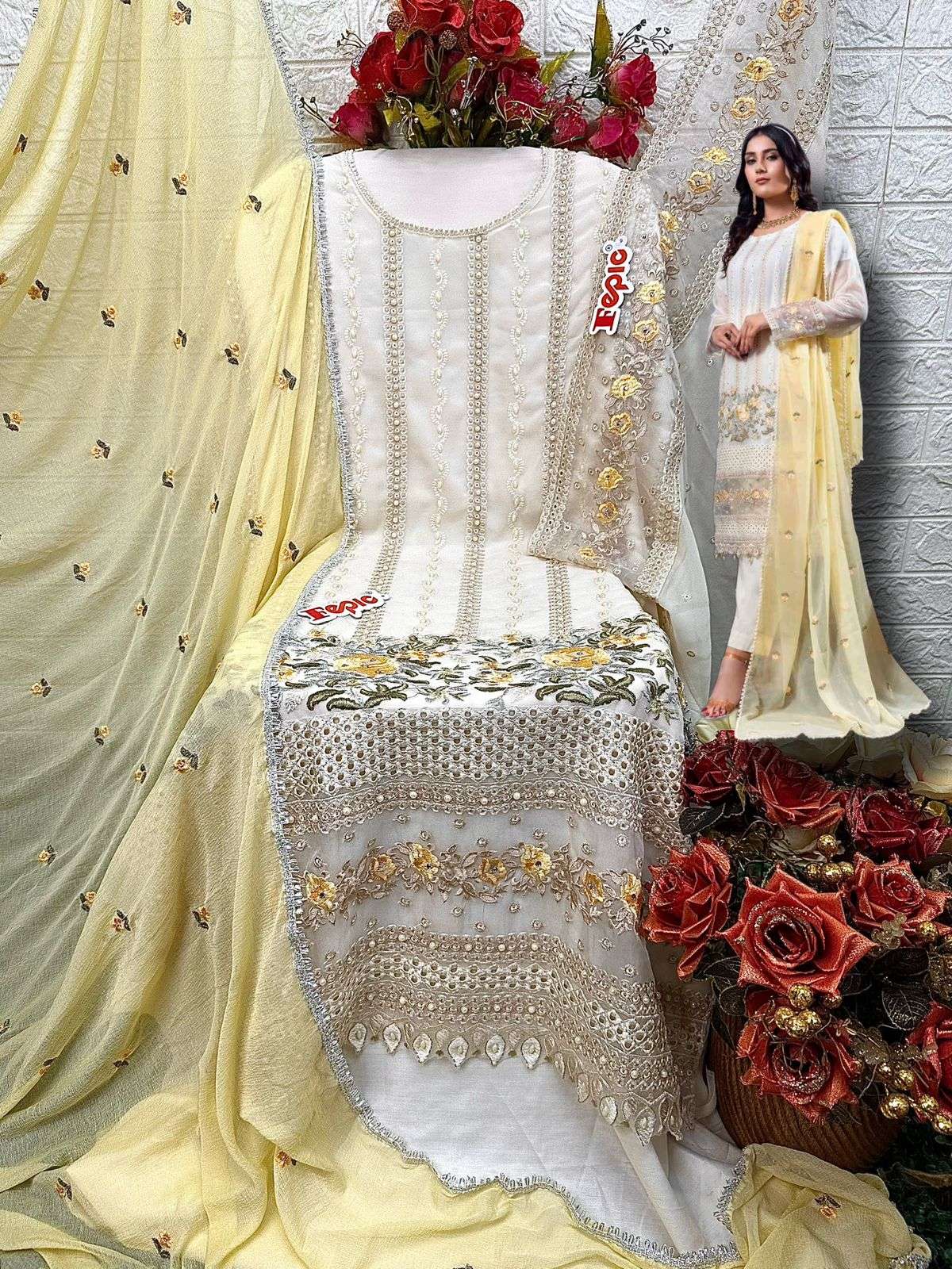 FEPIC ROSEMEEN  C 1319 GEORGETTE EMBRODERY WORK PAKISTANI SUIT CATALOGUE 