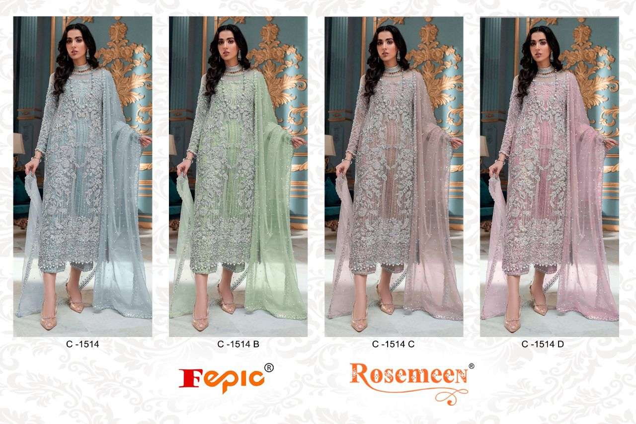 FEPIC ROSEMEEN C 1514 GEORGETTE EMBRODERY WORK PAKISTANI SUIT CATALOGUE 