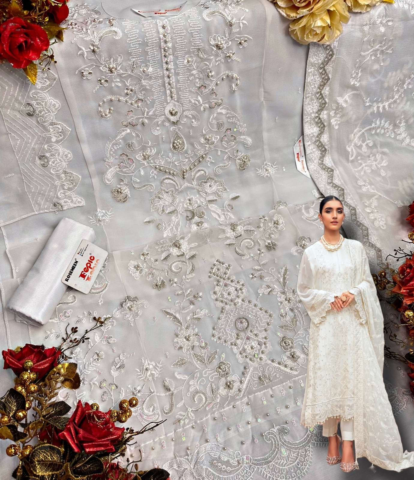 FEPIC ROSEMEEN C 1518 GEORGETTE EMBRODERY WORK PAKISTANI SUIT CATALOGUE 