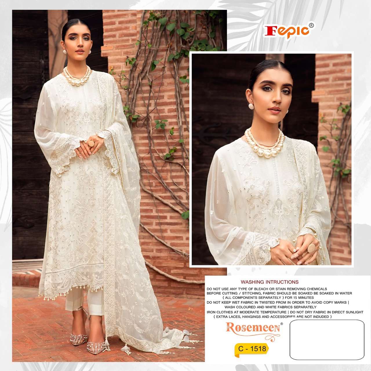 FEPIC ROSEMEEN C 1518 GEORGETTE EMBRODERY WORK PAKISTANI SUIT CATALOGUE 