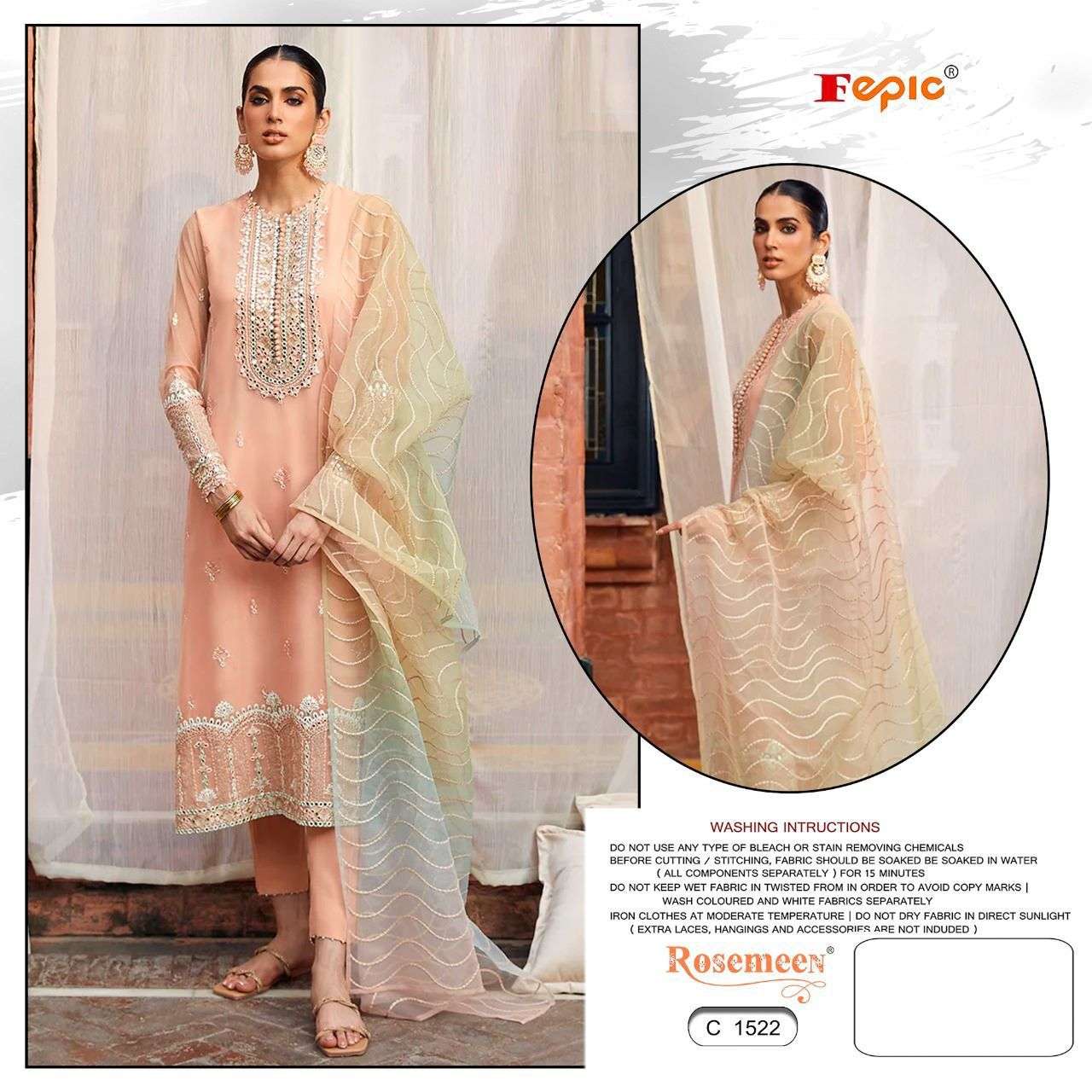 FEPIC ROSEMEEN C 1522 GEORGETTE EMBRODERY WORK PAKISTANI SUIT CATALOGUE 