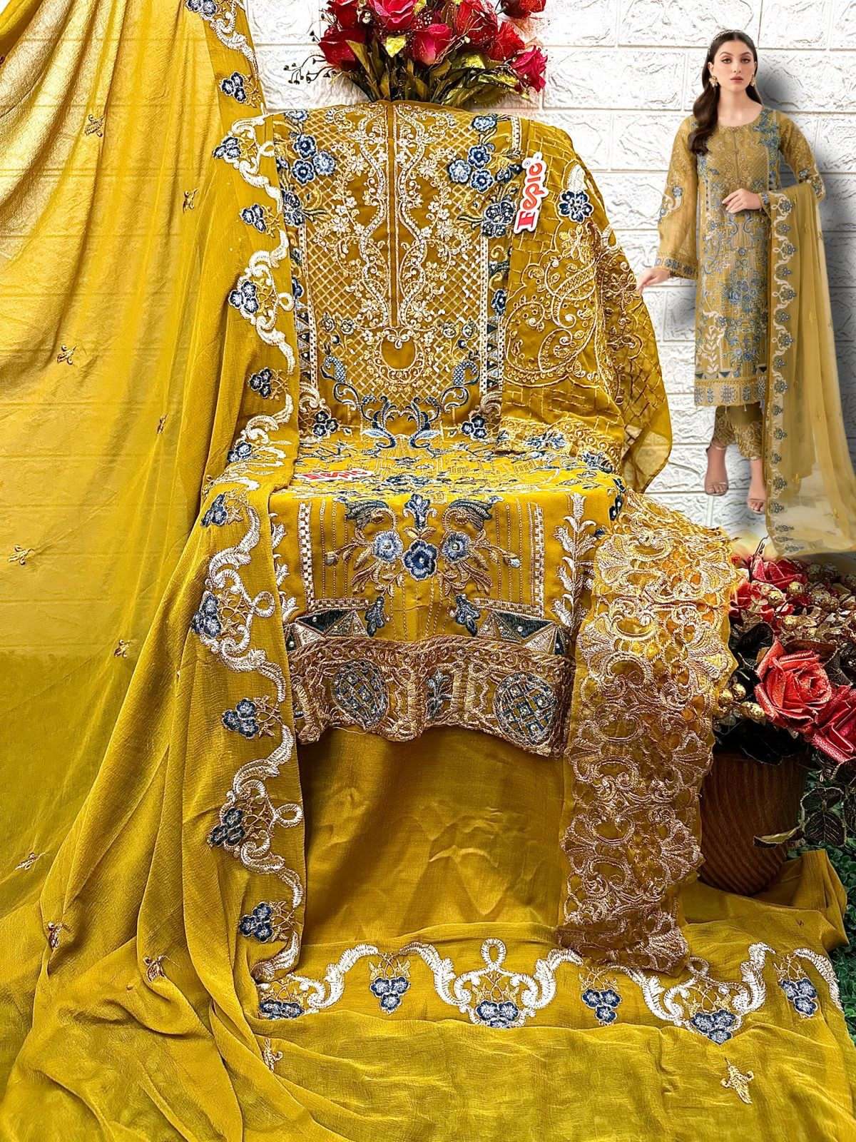 FEPIC ROSEMEEN C 1554 GEORGETTE EMBRODERY WORK PAKISTANI SUIT CATALOGUE 