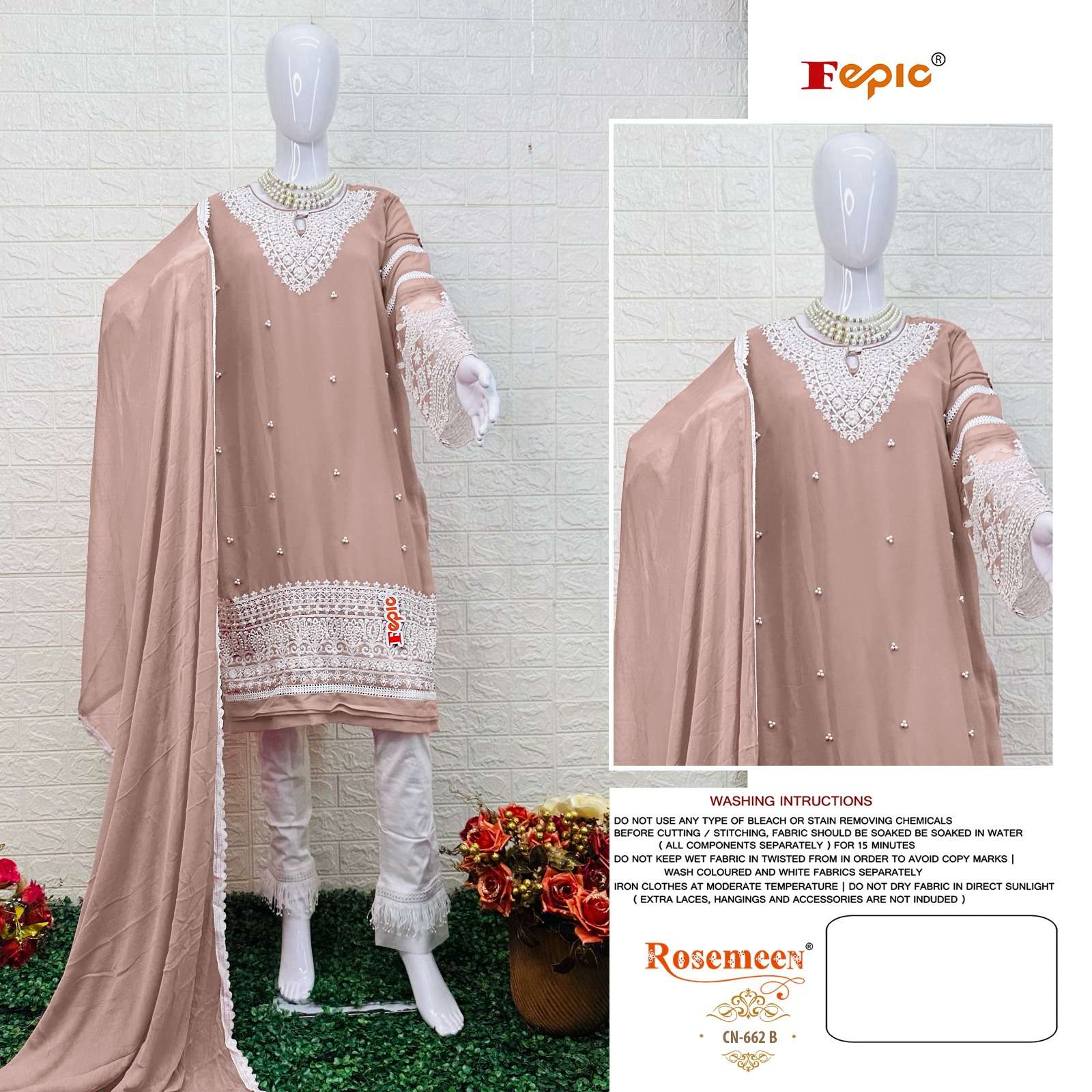 FEPIC ROSEMEEN D 5223 GEORGETTE EMBRODERY WORK PAKISTANI SUIT CATALOGUE 