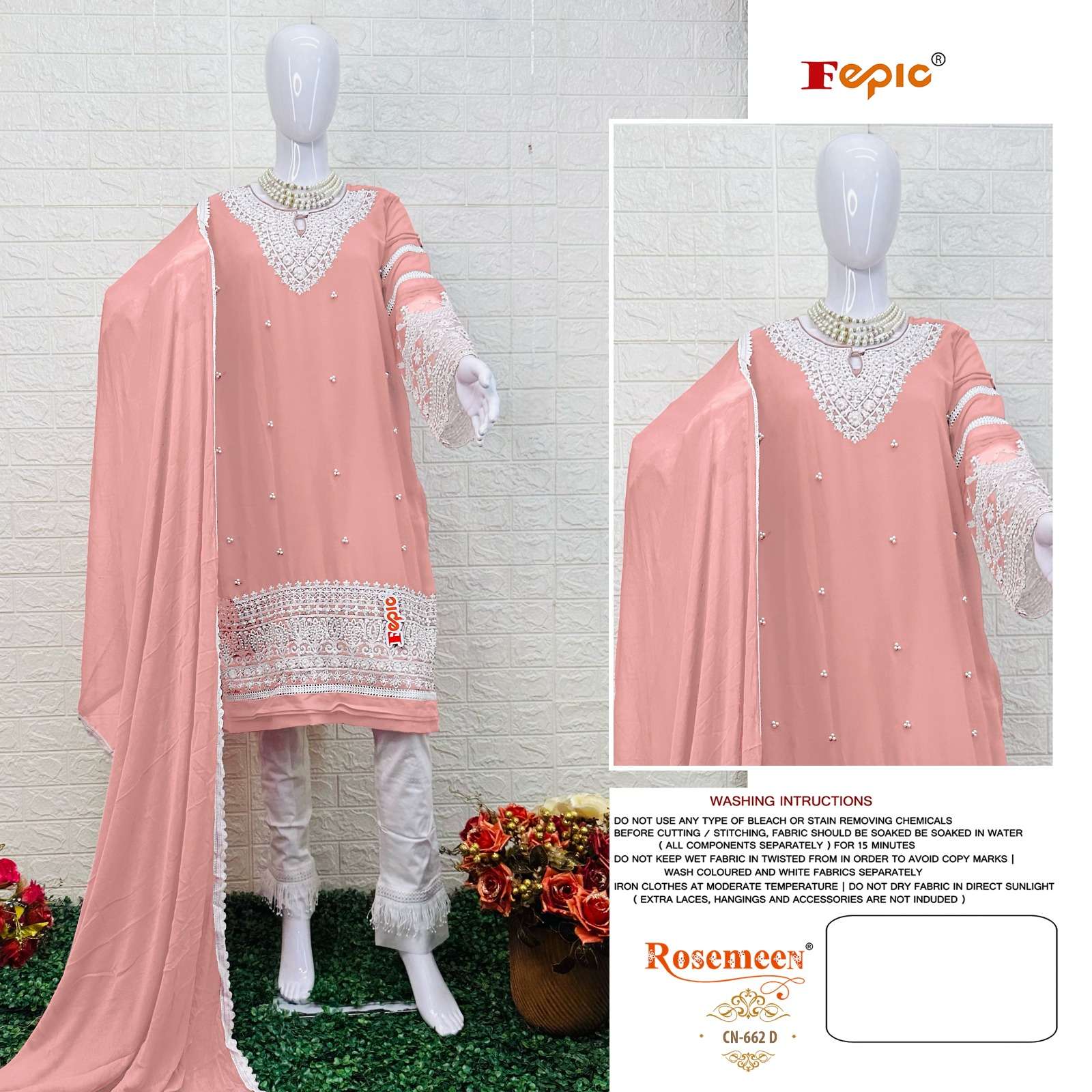FEPIC ROSEMEEN D 5223 GEORGETTE EMBRODERY WORK PAKISTANI SUIT CATALOGUE 