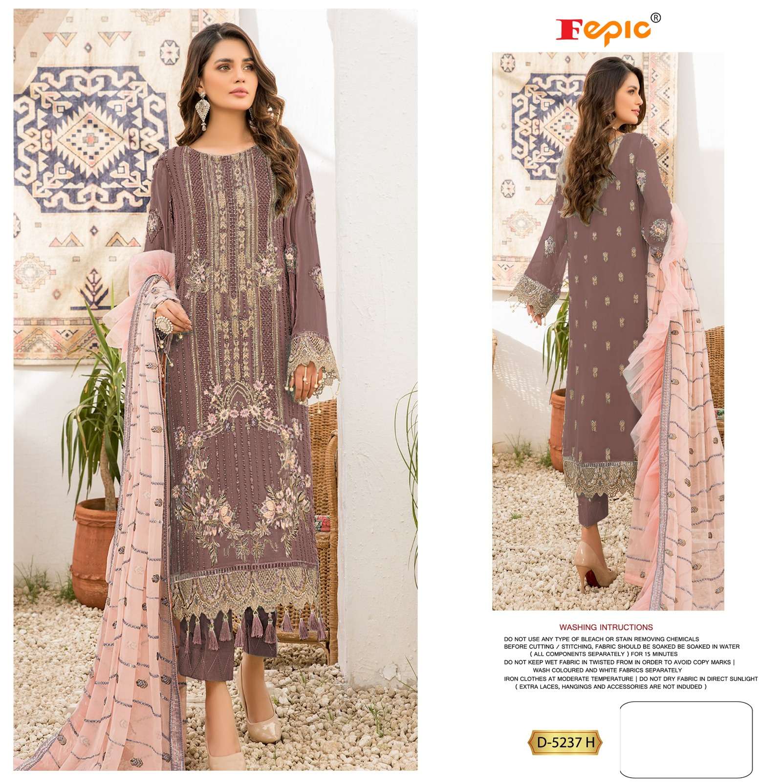 FEPIC ROSEMEEN D 5237 GEORGETTE EMBRODERY WORK PAKISTANI SUIT CATALOGUE 