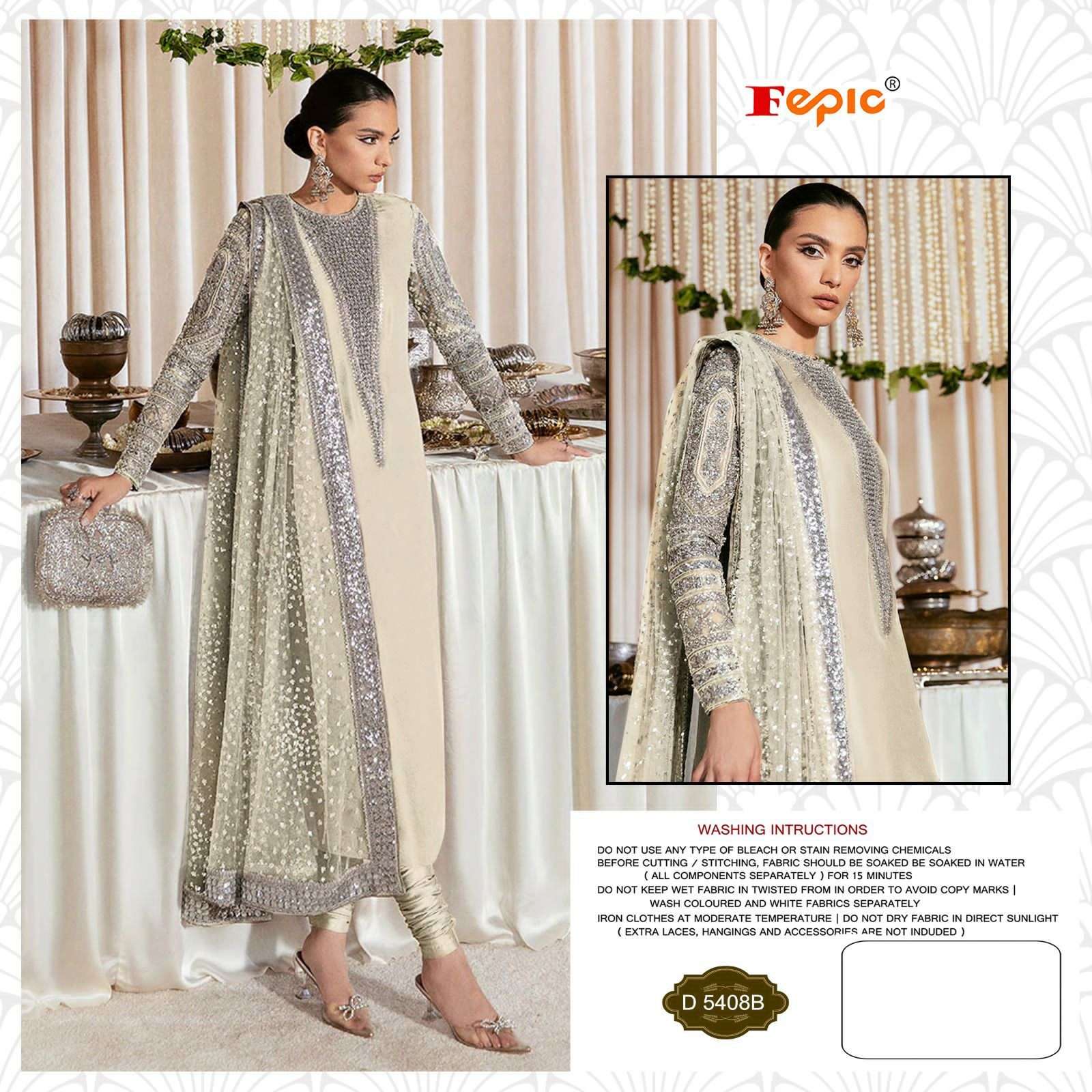 FEPIC ROSEMEEN D 5408 GEORGETTE EMBRODERY WORK PAKISTANI SUIT CATALOGUE 