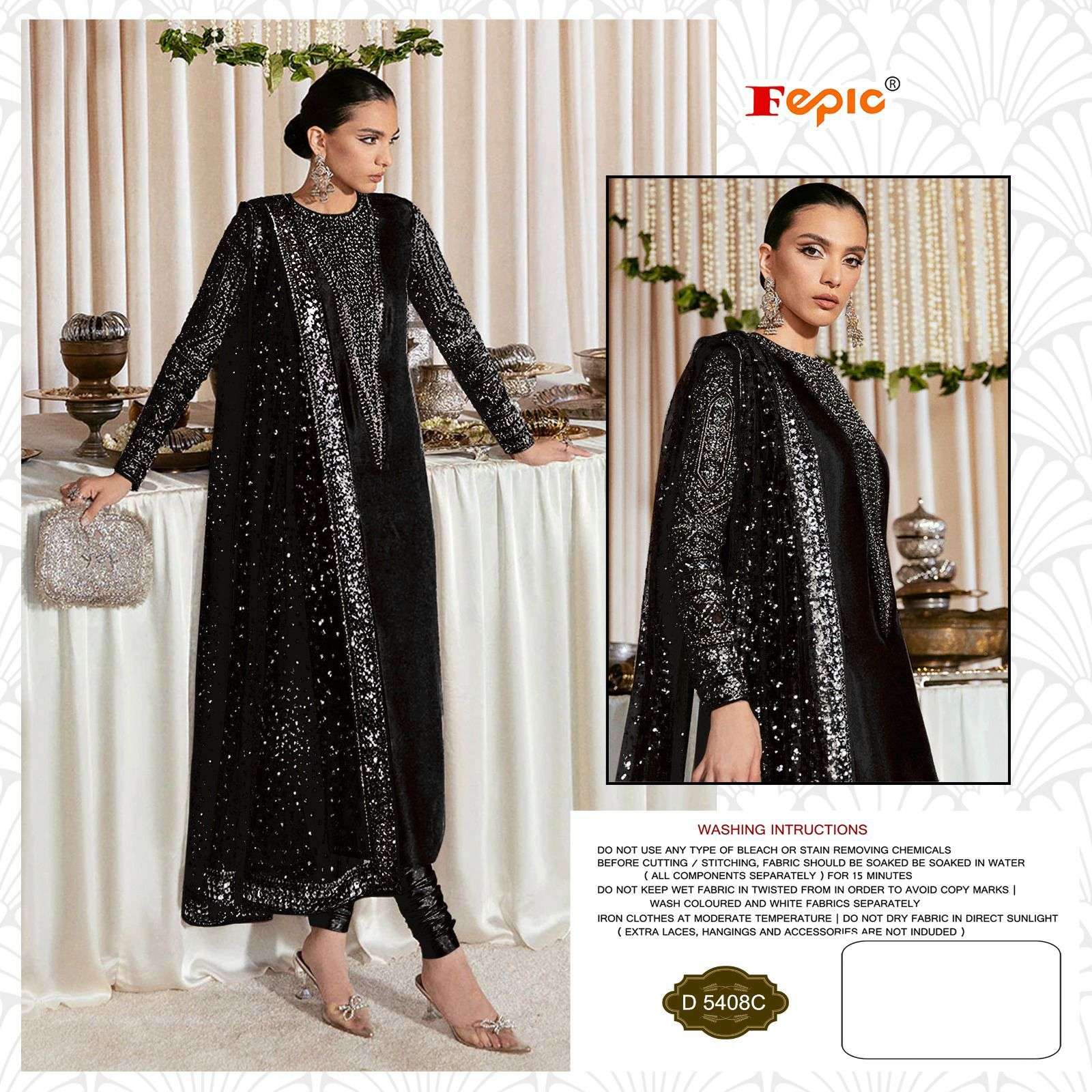 FEPIC ROSEMEEN D 5408 GEORGETTE EMBRODERY WORK PAKISTANI SUIT CATALOGUE 
