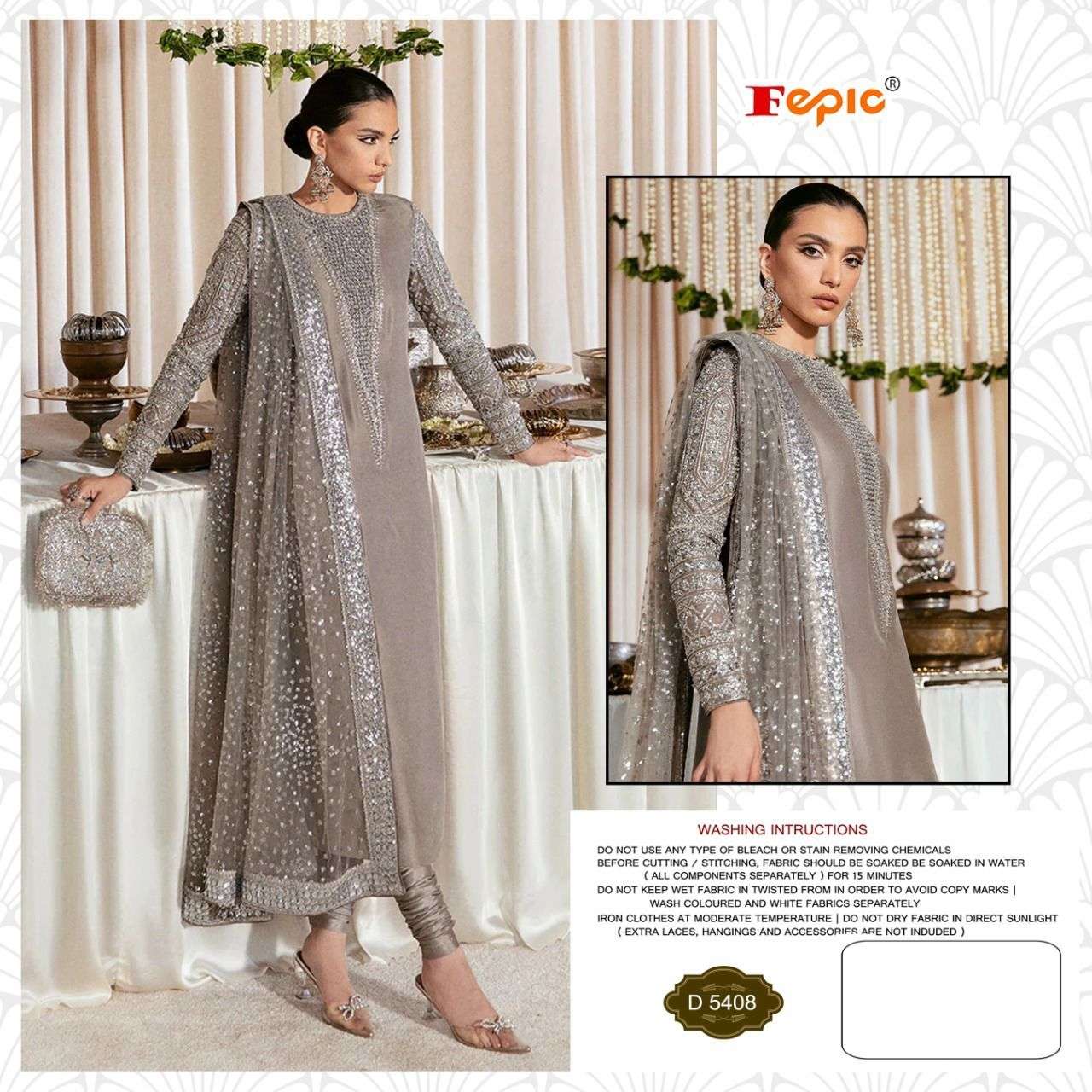 FEPIC ROSEMEEN D 5408 GEORGETTE EMBRODERY WORK PAKISTANI SUIT CATALOGUE 