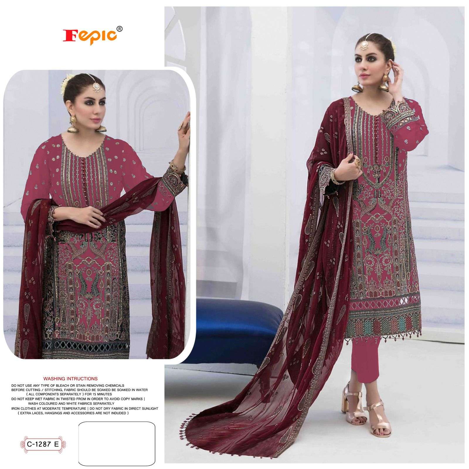 FEPIC ROSEMEEN D NO-1287 GEORGETTE EMBRODERY WORK PAKISTANI SUIT CATALOGUE 