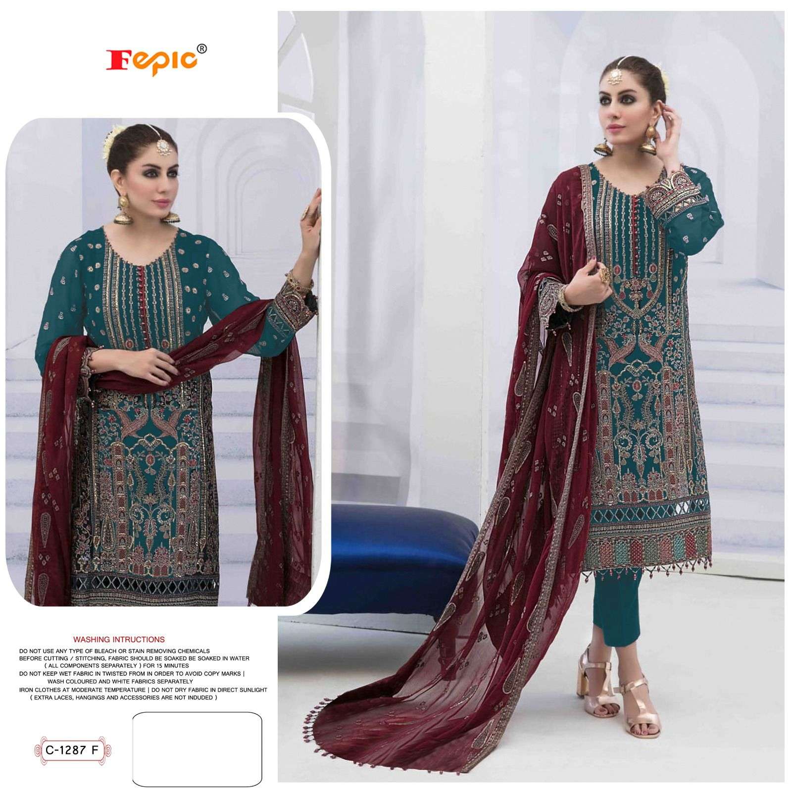 FEPIC ROSEMEEN D NO-1287 GEORGETTE EMBRODERY WORK PAKISTANI SUIT CATALOGUE 