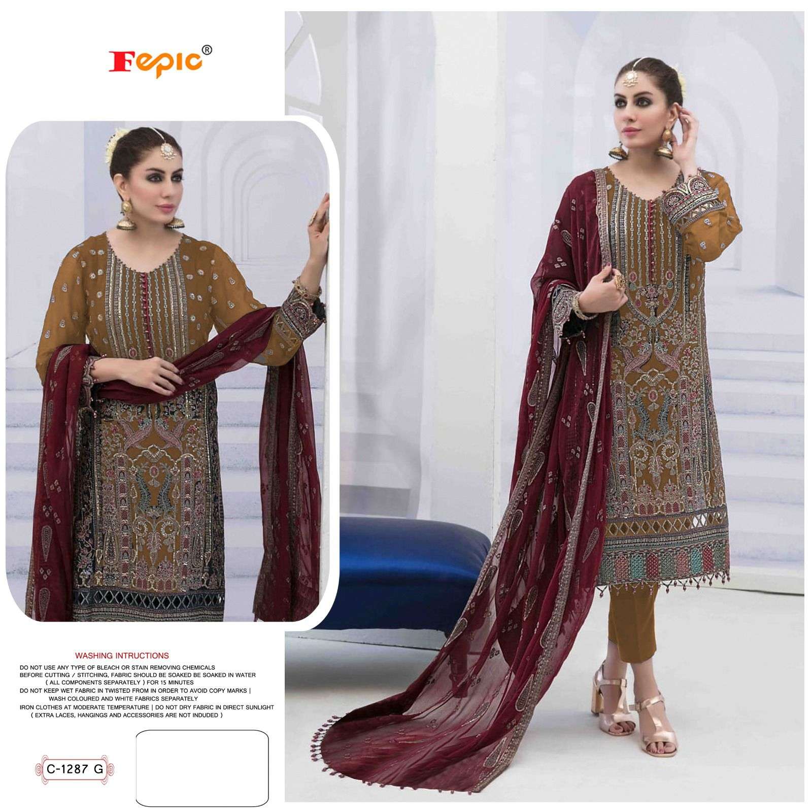 FEPIC ROSEMEEN D NO-1287 GEORGETTE EMBRODERY WORK PAKISTANI SUIT CATALOGUE 