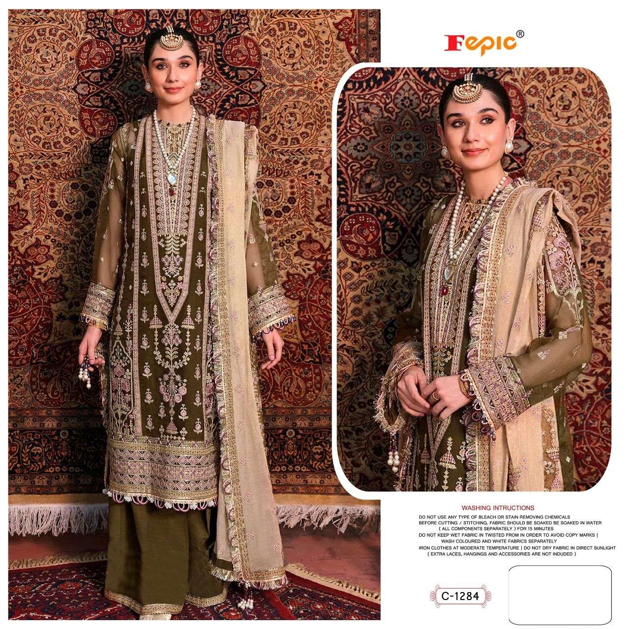 FEPIC ROSEMEEN C 1284 GEORGETTE EMBRODERY WORK PAKISTANI SUIT CATALOGUE 