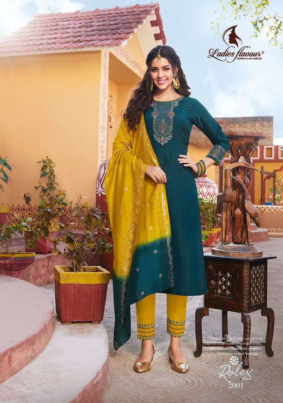 LADIES FLAVOUR ROLEX VOL 2 2001 TO 2006 SERIES KURTI PANT WITH DUPATTA COLLECTION CATALOGUE 2023