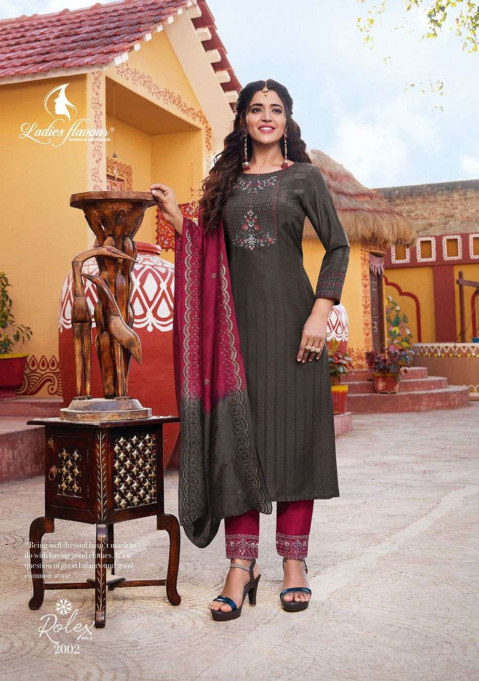 LADIES FLAVOUR ROLEX VOL 2 2001 TO 2006 SERIES KURTI PANT WITH DUPATTA COLLECTION CATALOGUE 2023