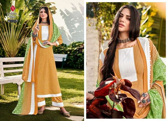 TANISHK FASHION BANDHEJ VOL 2 8101 TO 8108 SERIES COTTON BANDHANI PRINTED SUIT LATEST CATALOGUE 2023