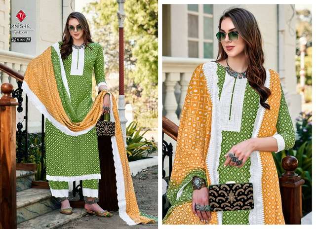 TANISHK FASHION BANDHEJ VOL 2 8101 TO 8108 SERIES COTTON BANDHANI PRINTED SUIT LATEST CATALOGUE 2023