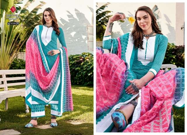 TANISHK FASHION BANDHEJ VOL 2 8101 TO 8108 SERIES COTTON BANDHANI PRINTED SUIT LATEST CATALOGUE 2023