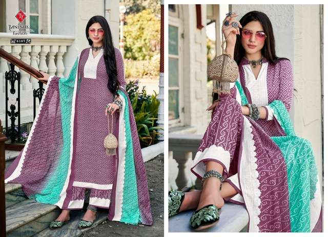 TANISHK FASHION BANDHEJ VOL 2 8101 TO 8108 SERIES COTTON BANDHANI PRINTED SUIT LATEST CATALOGUE 2023