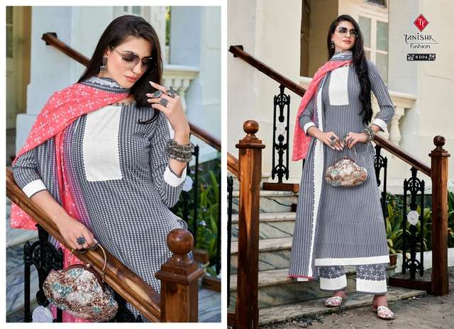 TANISHK FASHION BANDHEJ VOL 2 8101 TO 8108 SERIES COTTON BANDHANI PRINTED SUIT LATEST CATALOGUE 2023
