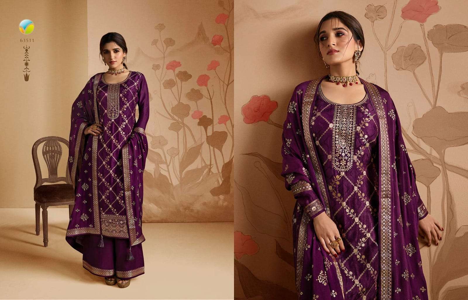 VINAY KASEESH SANA-2 DOLA JACQUARD HAND EMBROIDERED SUITS LATEST CATALOGUE