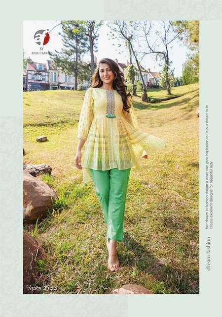 ANJU FABRICS FUSION VOL 3 DESIGNER COTTON TOP WITH PANT COORD SET NEW CATALOGUE 2023