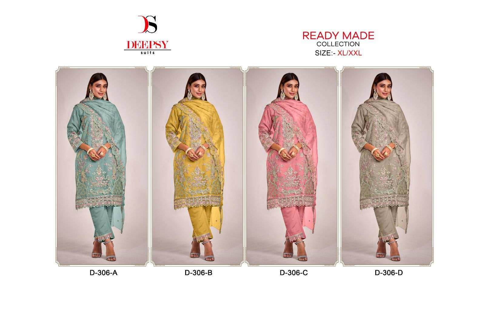 DEEPSY SUITS D 306 ORGANZA EMBROIDERY SUITS NEW CATALOGUE