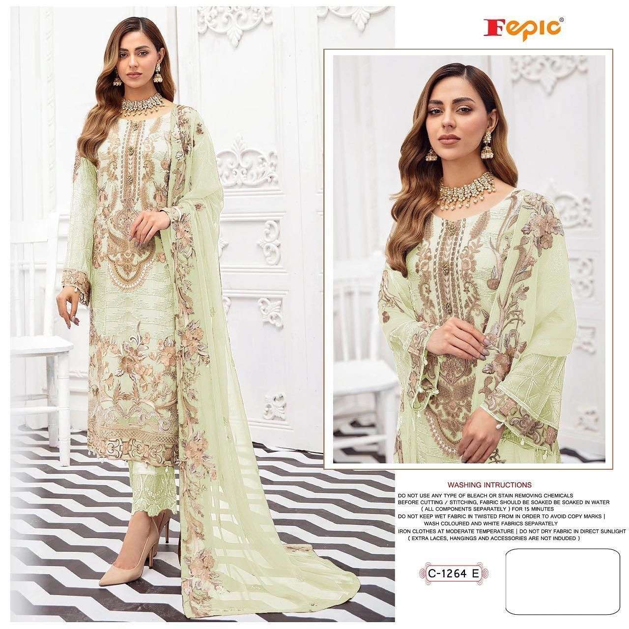 FEPIC ROSEMEEN C-1264 GEORGETTE EMBRODERY WORK PAKISTANI SUIT CATALOGUE 